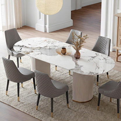 Costanza Oval Dining Table, Sintered Stone, White