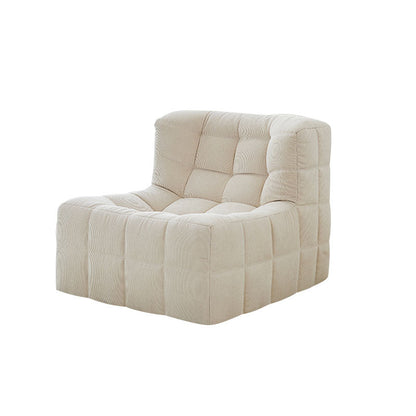 Bernice White Loung Chair And Ottoman, White Corduroy