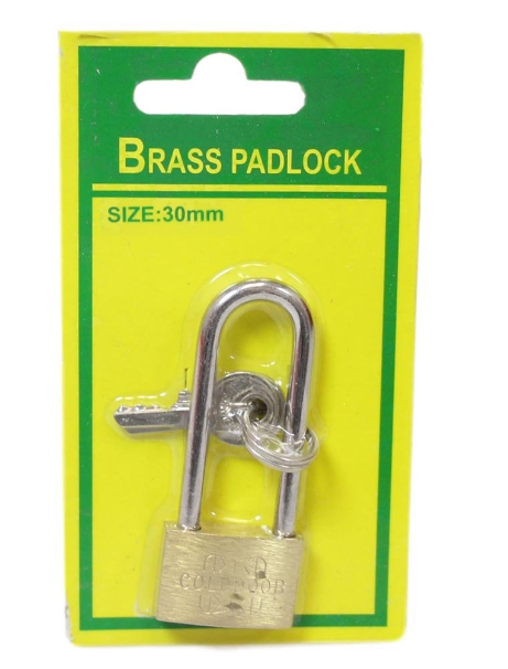 30mm Brass Long Padlock for DIY Home Security With 2 Keys