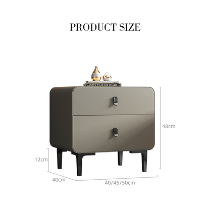 A Set of 2 Valeria Bedside Table In Grey, Wood (Display）