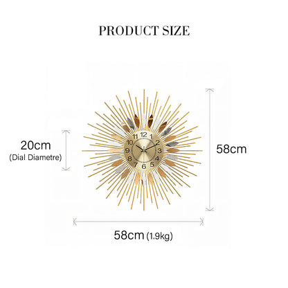 Miller Round Art Deco Wall Clock, Silent Clock, Gold & Silver