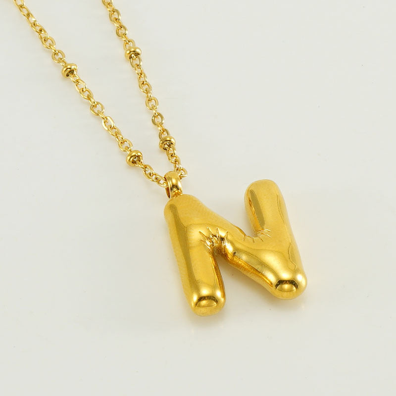 Bubble Letter Pendant Necklace A-Z