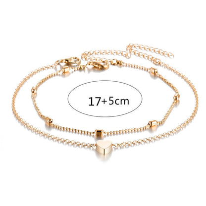 Double-Layered Heart Anklet