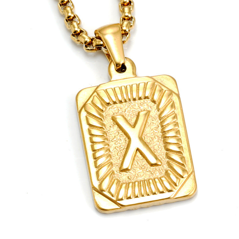 A-Z Alphabet Titanium Steel Letter Pendant Necklace