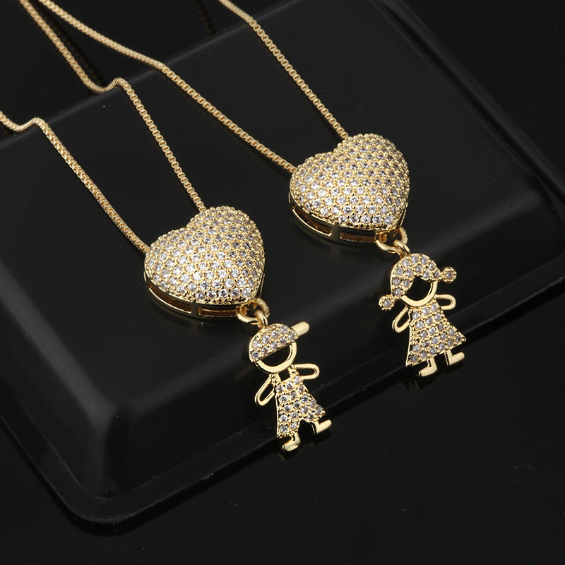 Son Daughter Heart Pendant Necklace