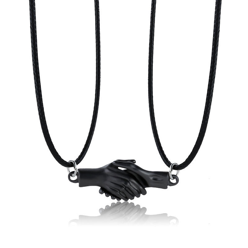 Holding Hands Couple Necklace, 2Pc Set