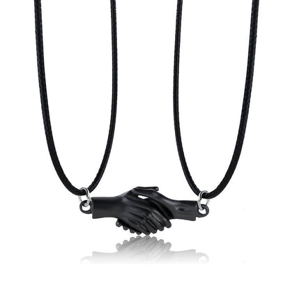 Holding Hands Couple Necklace, 2Pc Set