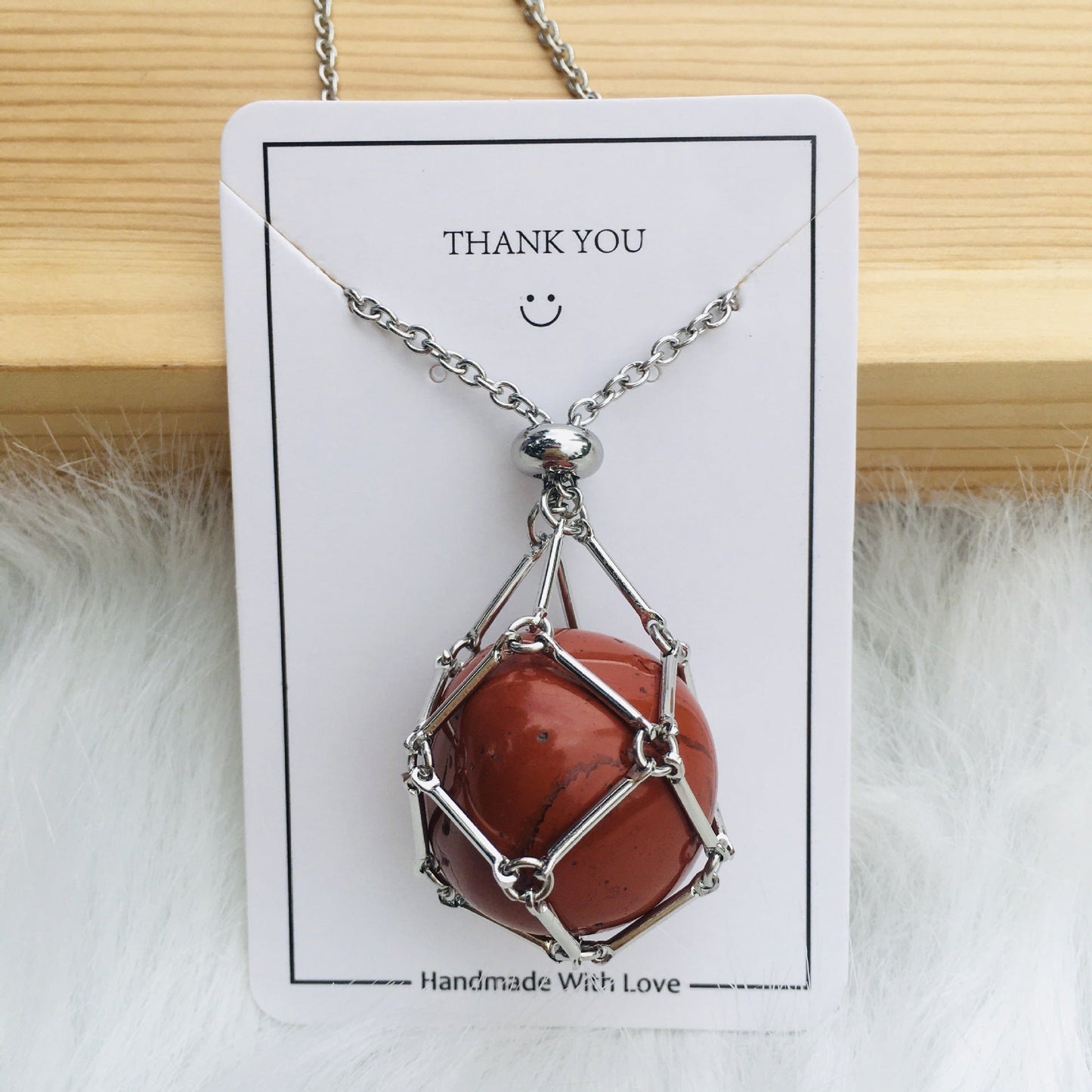 Handmade Natural Crystal Mesh Bamboo Necklace