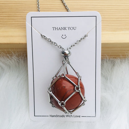 Handmade Natural Crystal Mesh Bamboo Necklace