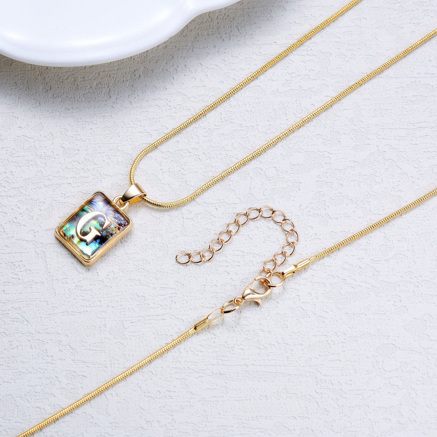 Luminous Pendant 26 Letter Square Necklace