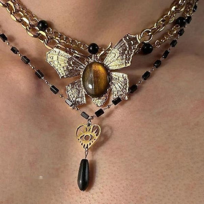 Butterfly Titanium Twin Clavicle Chain Necklace