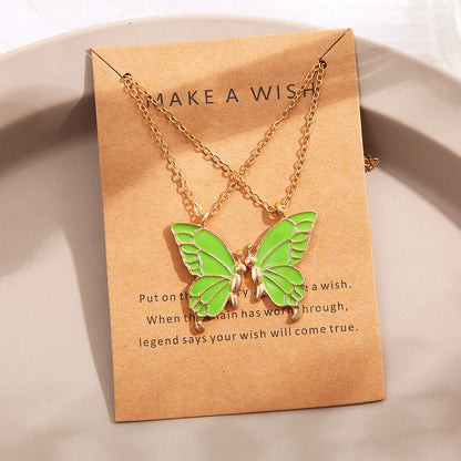 Coloured Butterfly Necklaces, 2Pc & 1Pc