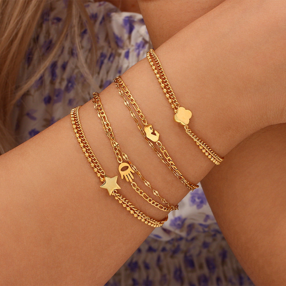 Beads Twist Chain Double Layer Bracelets