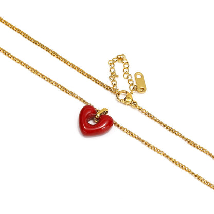 Heart-Shaped Red Agate Pendant Necklace