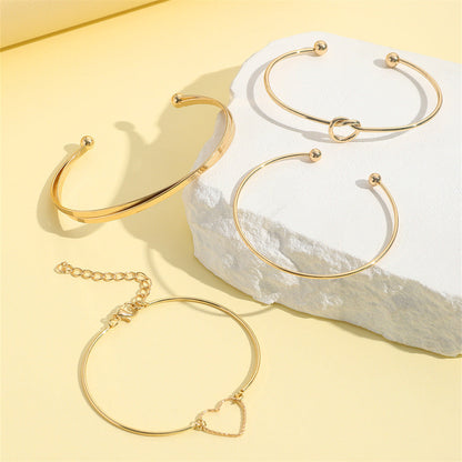 Vintage Gold Crystal Heart, Letter, Love Bracelet Set