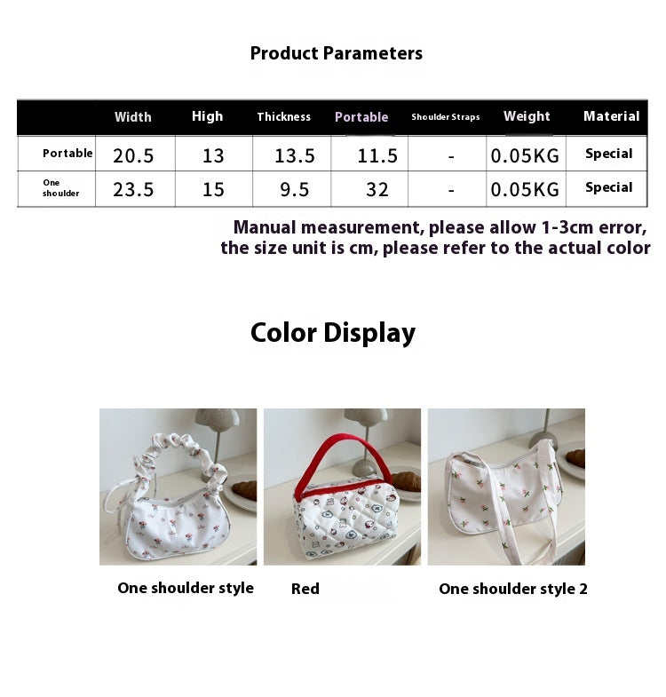 Fresh Floral Canvas Street Underarm Shoulder Bag