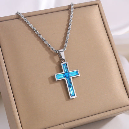 Multi-Colored Cross Pendant Necklace