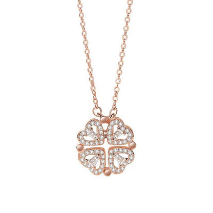 Four-Leaf Clover Heart Pendant Necklace