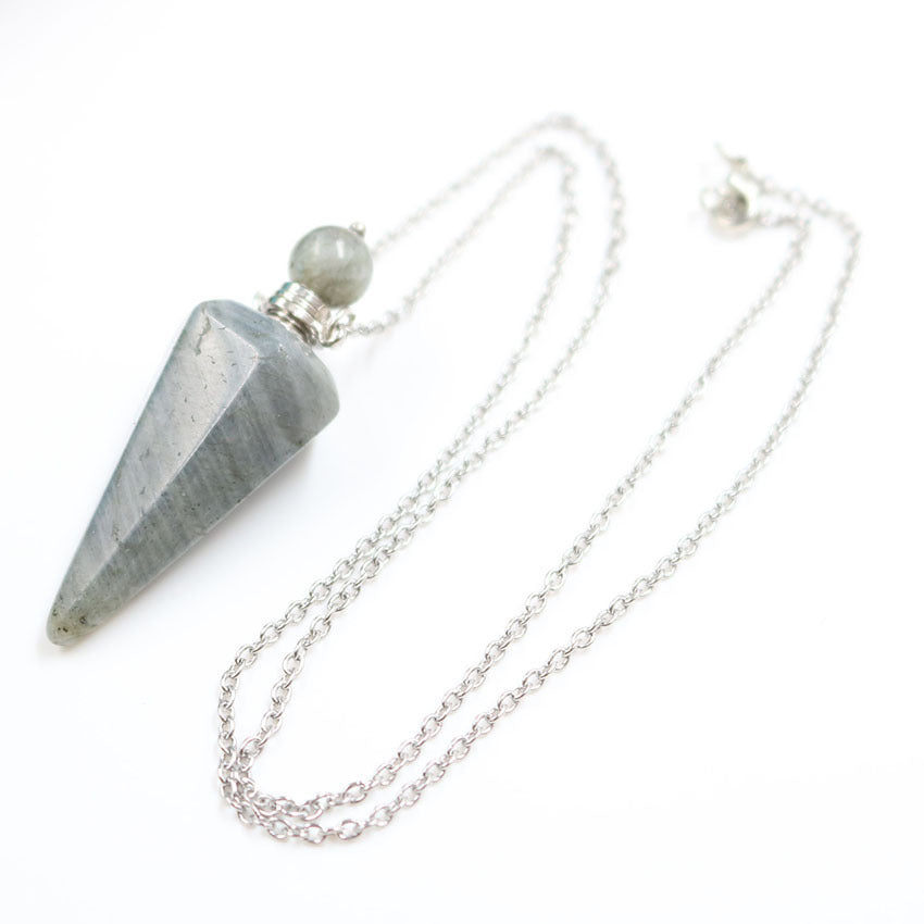 Crystal Stone Cone Perfume Bottle Necklace