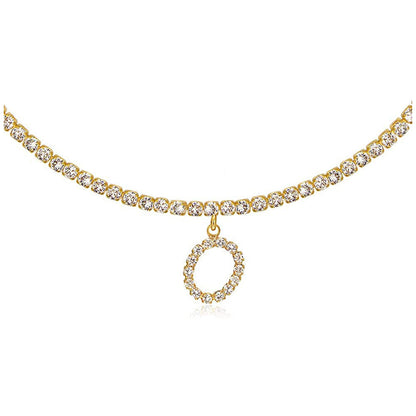 A-Z Letter Zircon Necklace, Silver & Gold