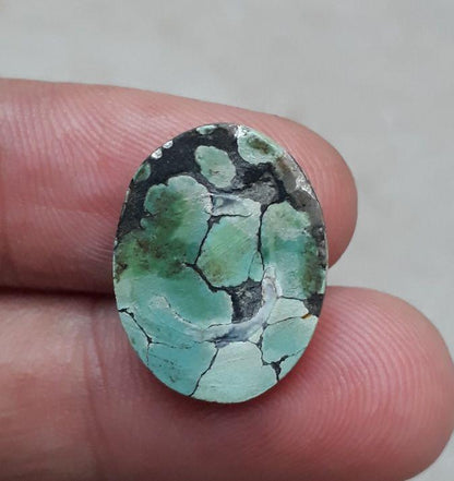 10.6ct Natural Turquoise with Veins - Green Matrix Turquoise - 20x15mm