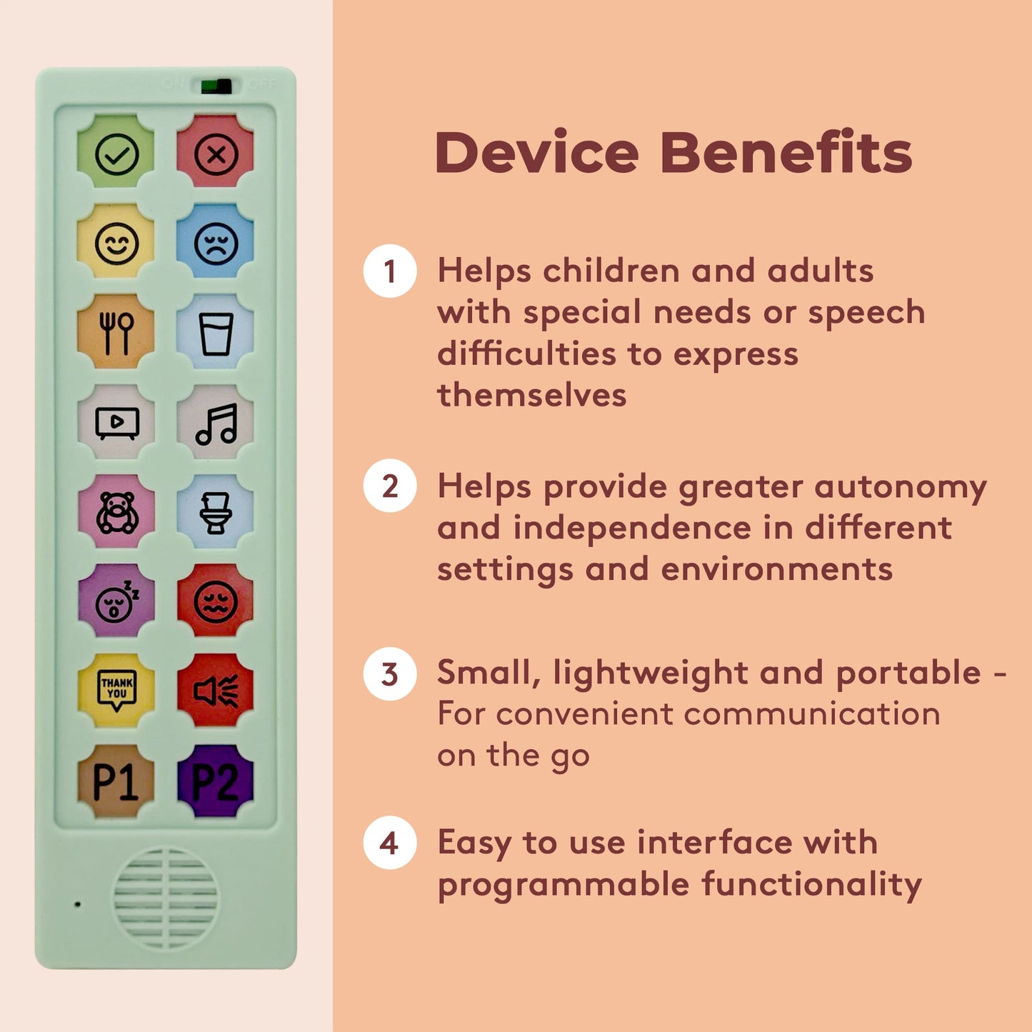 AAC Communication Device For Speech Therapy, Non Verbal Autism & Stroke Rehab