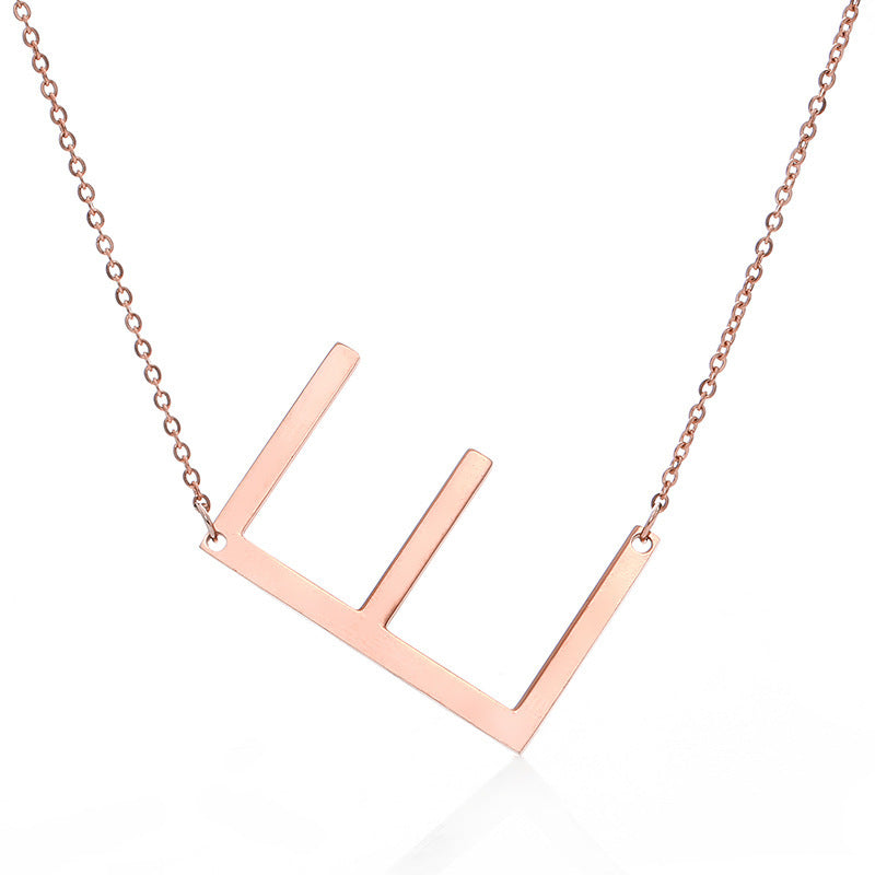 Big Initial Letter Pendant Necklace, Gold Silver, and Rose Gold