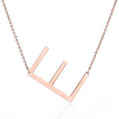 Big Initial Letter Pendant Necklace, Gold Silver, and Rose Gold