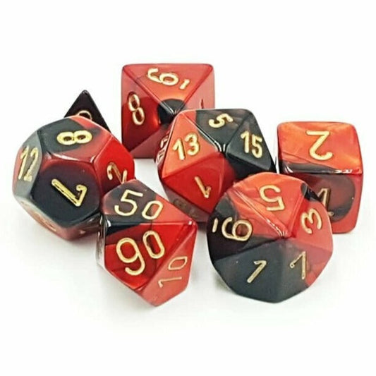 Chessex - Gemini Polyhedral 7 Dice Set - Black-Red with Gold