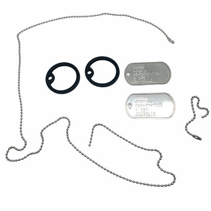 JOHN JAMES RAMBO Military Dog Tags Set Costume Prop Replica - Stainless Steel - Chain Included