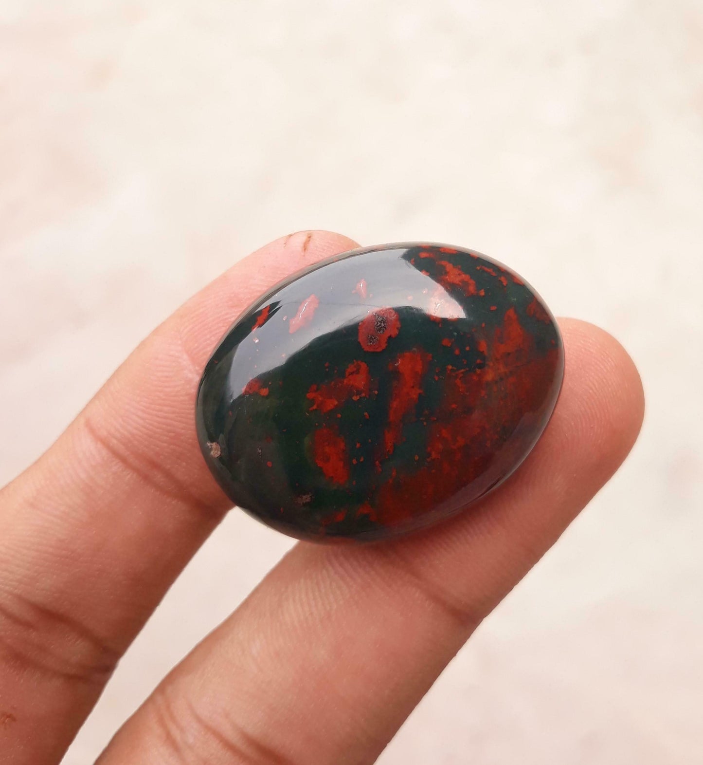 66.7ct Natural High Quality Blood Stone - Heliotrope - Dimension-33mm x 26mm