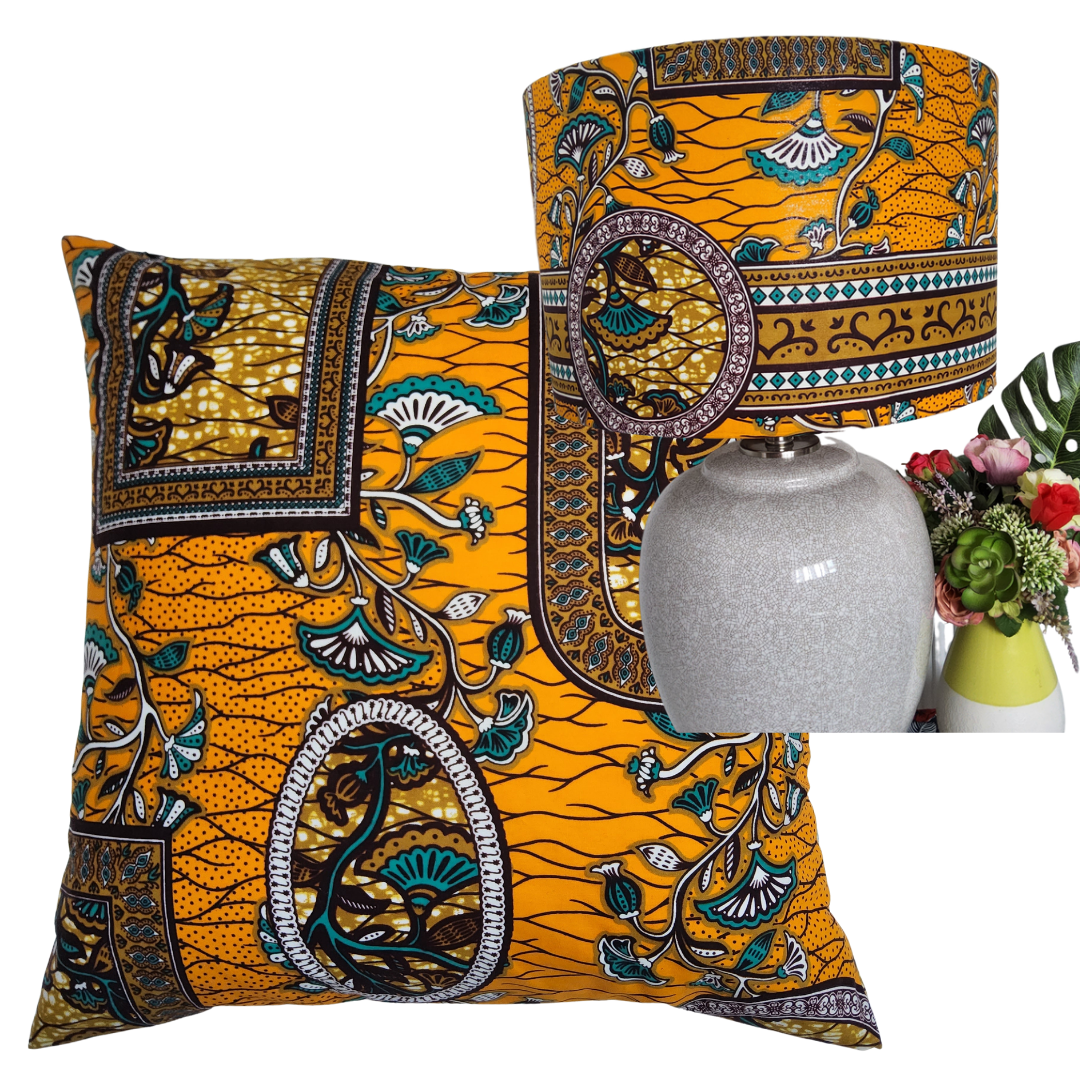 AFRO FUSION DESIGN CUSHIONS - 4 LUSH CUSHIONS+FREE LAMPSHADE SET