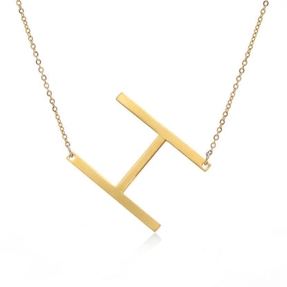 Big Initial Letter Pendant Necklace, Gold Silver, and Rose Gold