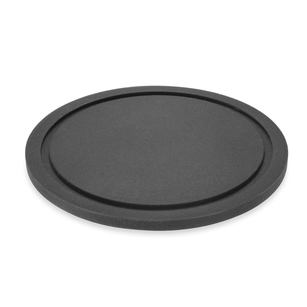 Zack Vetro Silicone Coaster Set with Brushed Steel Stand — Set of 6