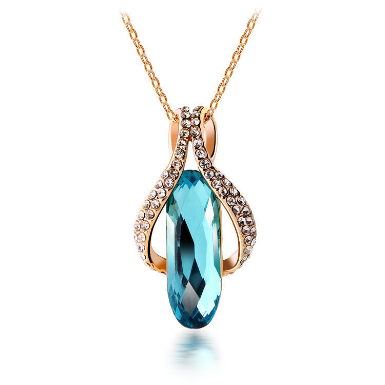 Turquoise Crystal Earrings & Pendant Set