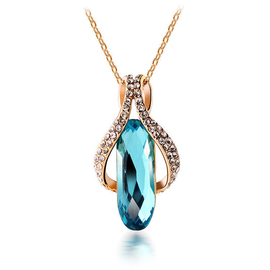 Turquoise Crystal Earrings & Pendant Set