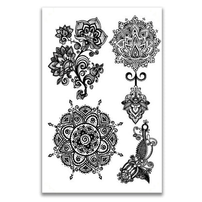 Black lace waterproof tattoo stickers