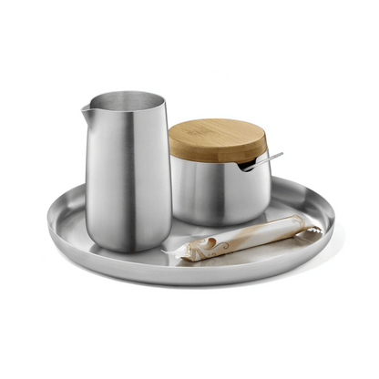 Zack Bevo Premium Brushed Stainless Steel Sugar Pot with Bamboo Accents - Award-Winning German Design