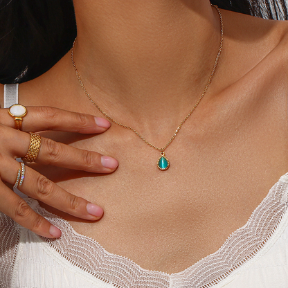 Minimalistic Water Drops Opal Earrings & Necklace