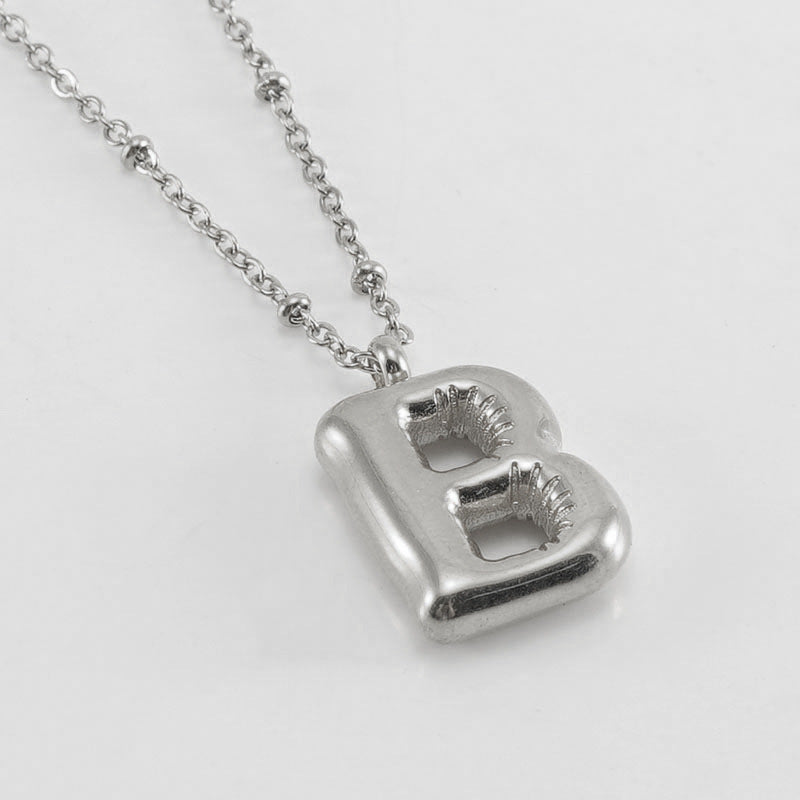 Bubble Letter Pendant Necklace A-Z