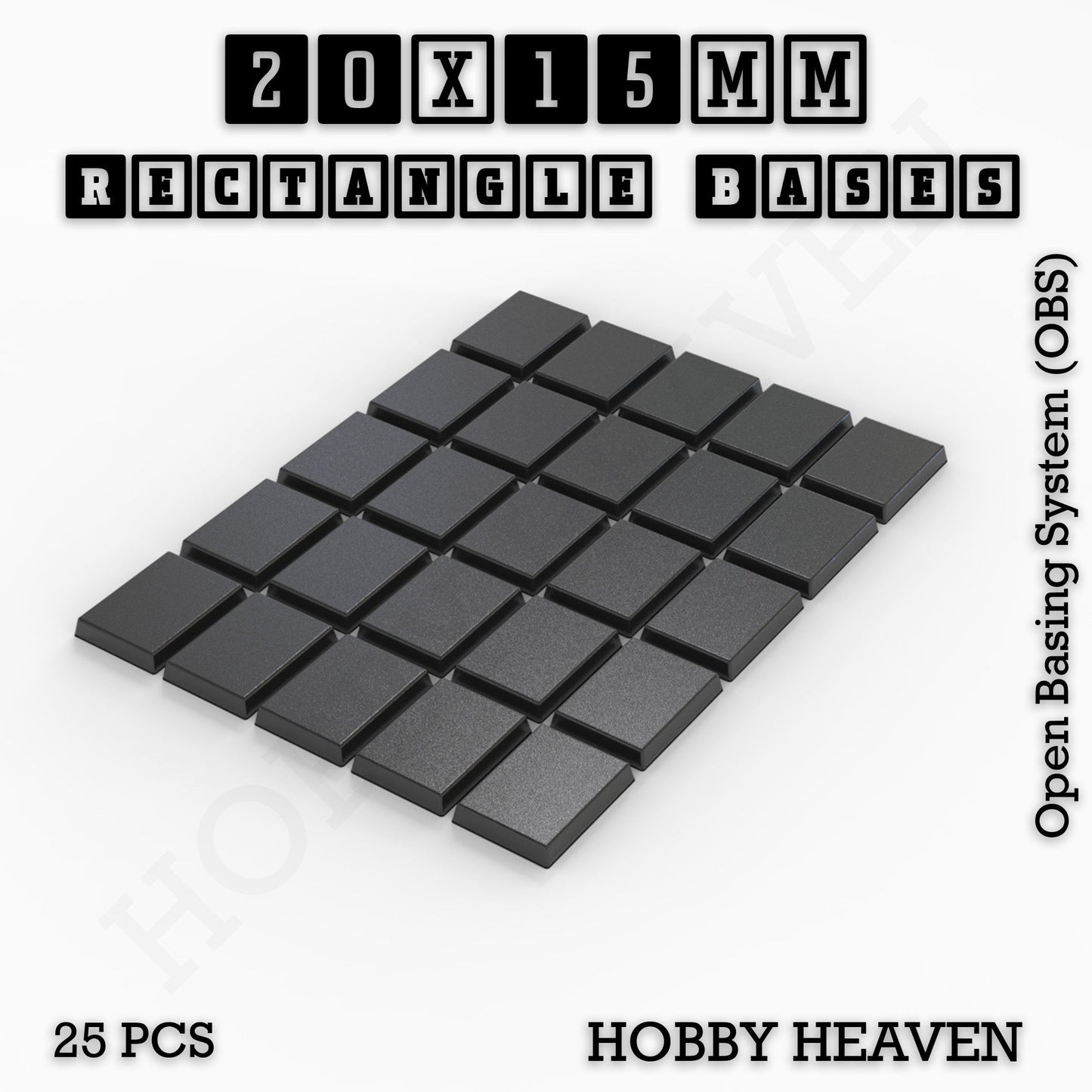 Rectangle Bases Range Sizes - 20x15mm to 75x25mm Small Sizes 3d Print Full Range Tabletop Games