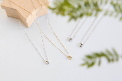 Tiny Initial Necklace, Gold & Silver