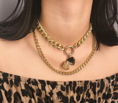 Multi-Layer Heart Locket Pendant Necklace