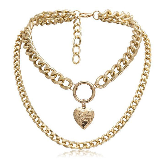 Multi-Layer Heart Locket Pendant Necklace