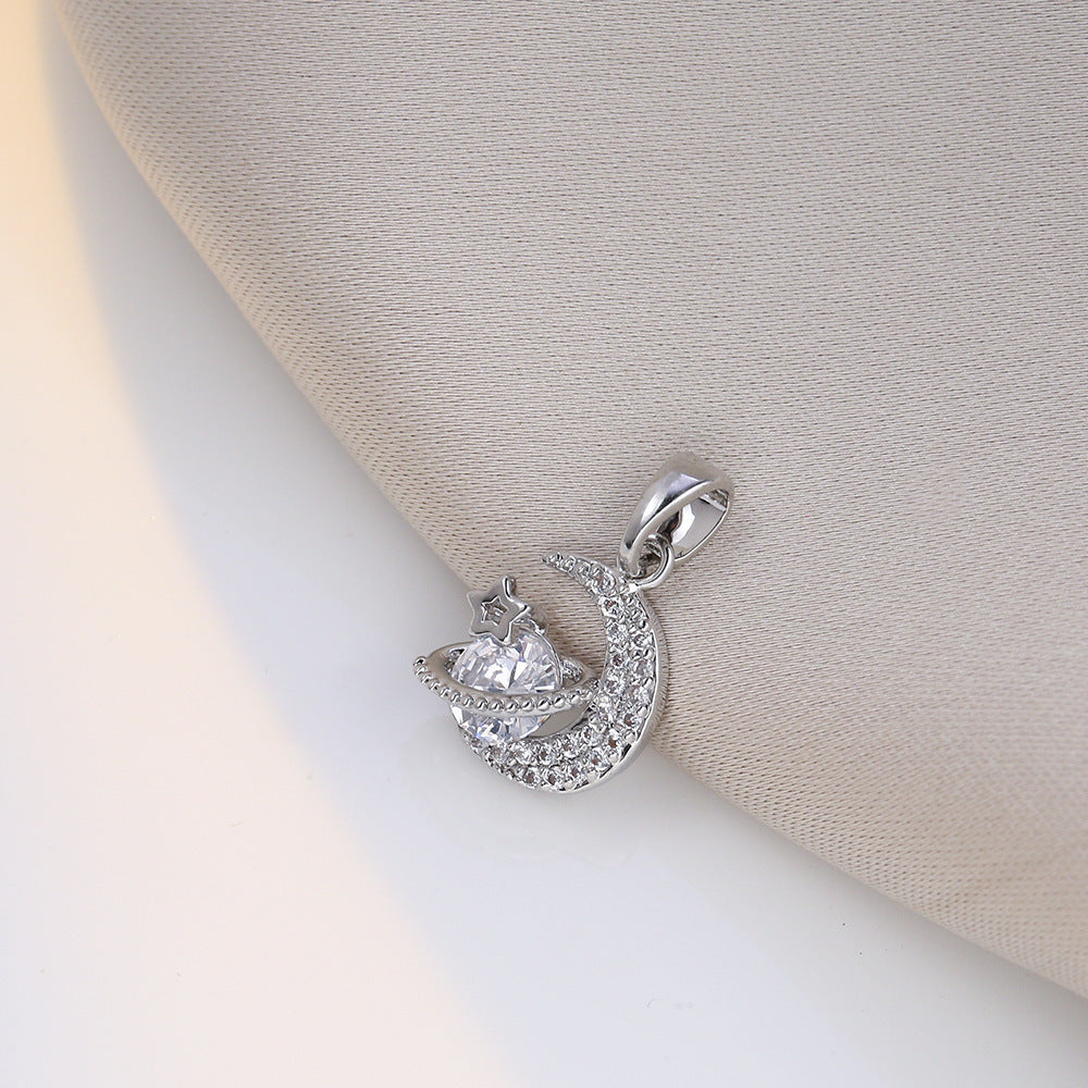 Sweet Star & Moon Zircon Necklace