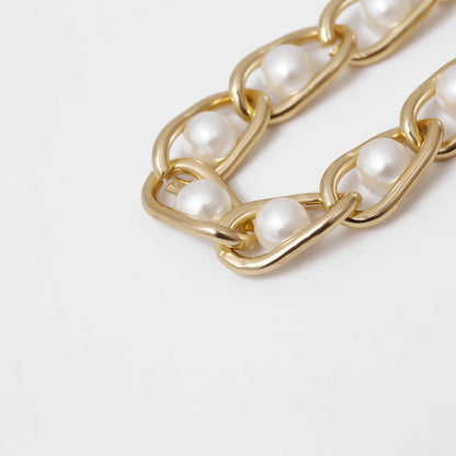 Inlaid Pearl Bracelet Chain, 3pc Set