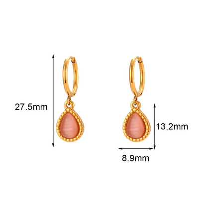 Minimalistic Water Drops Opal Earrings & Necklace