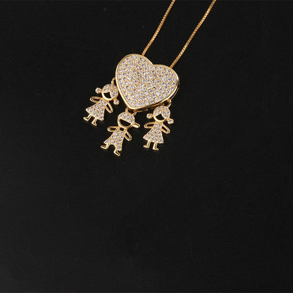 Son Daughter Heart Pendant Necklace