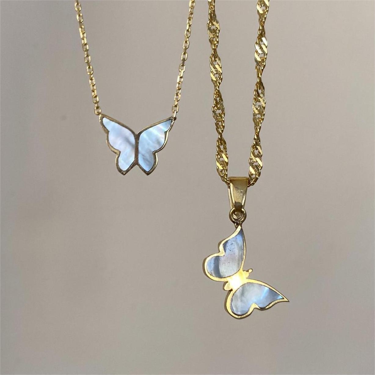 Gold & Blue Butterfly Necklace