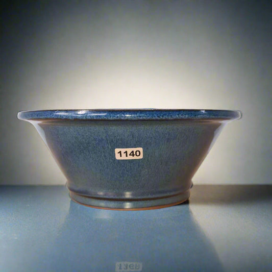 12cm Glazed Bonsai Pot | Round | 12cm x 5cm | Blue